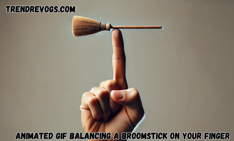 Animated GIF Balancing a Broomstick on Your Finger